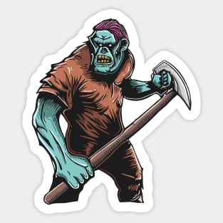 Zombie With Big Axe Terror in City Sticker